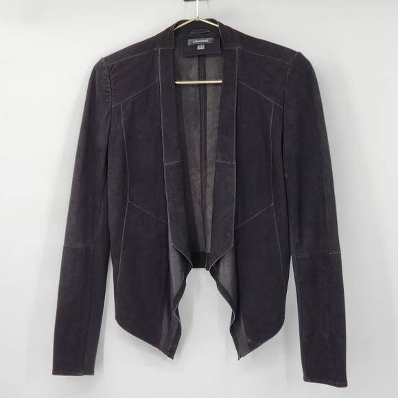 Lamarque Waterfall Suede Leather Jacket Black Size 2